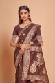 Cotton Coffee brown saree with Blouse