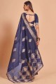 Blue Cotton Saree with Weaving