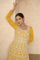 Embroidered Anarkali Suit in Yellow Georgette