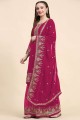 Pink Sharara Suit in Faux georgette with Embroidered