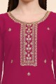 Pink Sharara Suit in Faux georgette with Embroidered