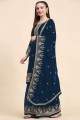 Blue Faux georgette Embroidered Sharara Suit with Dupatta