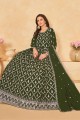 Faux georgette Mahendi green Anarkali Suit in Embroidered