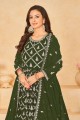 Faux georgette Mahendi green Anarkali Suit in Embroidered
