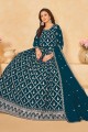 Anarkali Suit in Teal blue Faux georgette with Embroidered