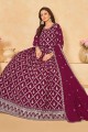 Faux georgette Embroidered Burgundy purple Anarkali Suit with Dupatta