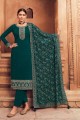 Embroidered Faux georgette Palazzo Suit in Rama green
