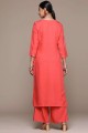 Rayon Palazzo Suit in Coral orange with Printed