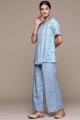 Rayon Palazzo Suit with Digital print in Sky blue