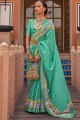 Sea green Printed Silk Saree
