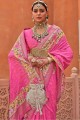 Printed Silk Pink Saree
