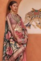 Printed Brown Saree in Silk