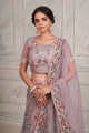 Lilac  Lehenga Choli in Embroidered Soft net