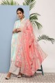 Sky blue Printed Crepe Palazzo Suit