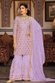 Violet Palazzo Suit in Embroidered Faux georgette