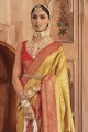 Banarasi silk Zari,weaving Mustard  Saree with Blouse