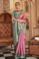 Pink Zari,weaving Saree Banarasi silk