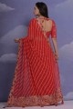 Georgette Saree in Red with Sequins,digital print