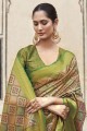 Silk Saree with Zari,hand,weaving in Green