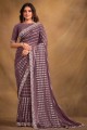 Lavender  Saree in Georgette with Stone,sequins,embroidered