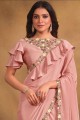 Pink Stone,sequins,embroidered Georgette Saree
