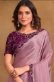 Satin Saree with Stone,sequins,embroidered in Purple