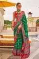 Green Printed,weaving Saree in Silk