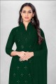 Straight Suit in Green Georgette with Embroidered