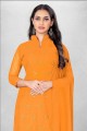 Mustard Straight Suit with Embroidered Georgette