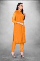 Mustard Straight Suit with Embroidered Georgette