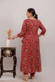 Maroon Rayon Printed Anarkali Suit with Dupatta