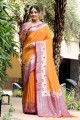 Banarasi silk Mustard  Saree in Zari,thread,weaving