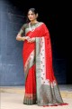 Red Zari,thread,weaving Saree in Banarasi silk