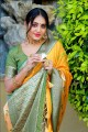 Banarasi silk Saree with Zari,thread,weaving in Yellow