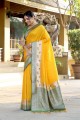Banarasi silk Saree with Zari,thread,weaving in Yellow