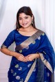 Blue Linen Saree with Zari,weaving