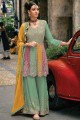 Chiffon Palazzo Suit with Embroidered in Green