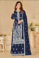 Silk Blue Palazzo Suit in Embroidered