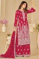 Embroidered Silk Pink Palazzo Suit with Dupatta