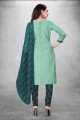 Green Salwar Kameez in Cotton with Digital print