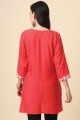 Rayon Kurti in Red with Embroidered
