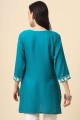 Rayon Kurti with Embroidered in Blue
