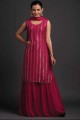 Embroidered Georgette Rani pink  Palazzo Suit with Dupatta