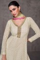 Embroidered Georgette Anarkali Suit in White