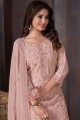 Embroidered Georgette Pink Straight Pant Suit with Dupatta