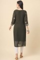Green Kurti in Georgette with Embroidered