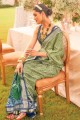 Silk Saree with Printed in Pista