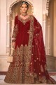 Maroon Anarkali Suit with Embroidered Velvet