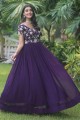 Sequins Faux georgette Gown Dress in Purple with Dupatta