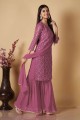 Embroidered Georgette Pink Palazzo Suit with Dupatta